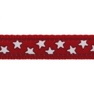 Obojek RD 15 mm x 24-37 cm - Stars White on Red