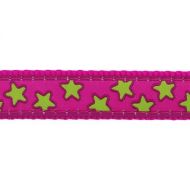 Obojek RD 12 mm x 20-32 cm - Stars Lime on Hot Pink