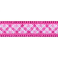 Obojek RD 15 mm x 24-37 cm - Gingham Hot Pink