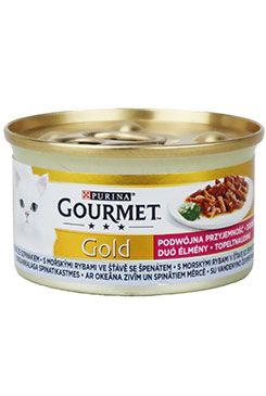 Gourmet Gold s mořskými rybami v omáčce se špenátem 48 x 85g