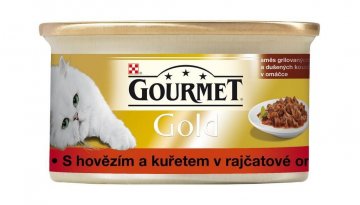 Gourmet Gold Hovězí & kuře v rajčatové omáčce 85g