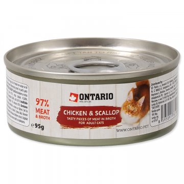 Konzerva ONTARIO Cat Chicken Pieces + Scallop 95g