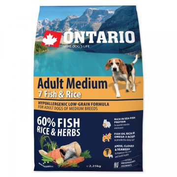 ONTARIO Dog Adult Medium Fish & Rice 2,25kg