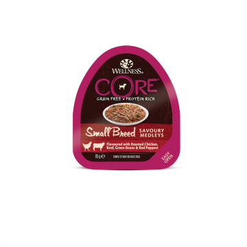 Konz.Wellness Core Dog SB Sav.Med. kure,hovezi,zel.fazolky&cerv,pepr 85g