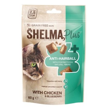 Shelma Cat Snack Anti-hairball polštářky GF 60 g