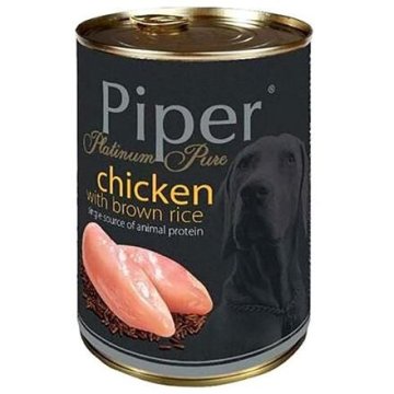 PIPER PLATINUM PURE kuře s hnědou rýží, konzerva pro psy, 400 g