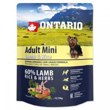 ONTARIO Dog Adult Mini Lamb & Rice 0,75kg