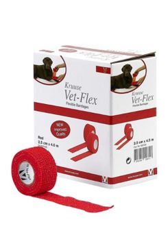 Obinadlo elast. Vet-Flex 2,5cm x 4,5m červené Kruu 1ks