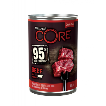 Konz.Wellness Core Dog 95% hovezi s brokolici 400g