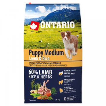 ONTARIO Puppy Medium Lamb & Rice 6,5kg