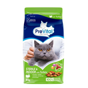 PreVital granule kočka Adult Indoor Steril.,krůta 8kg