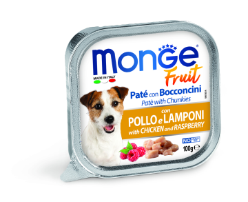 MONGE FRUIT Dog Kuře s malinou 100g/32ks