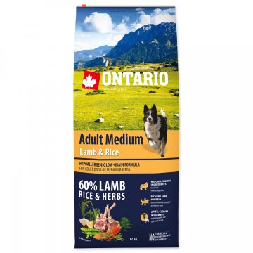 ONTARIO Dog Adult Medium Lamb & Rice 12kg