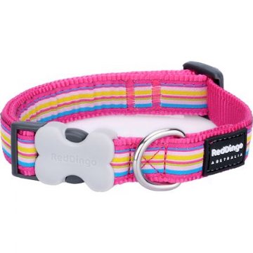 Obojek RD 25 mm x 41-63 cm - Horizontal Stripes Hot Pink