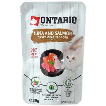 Kapsička ONTARIO Cat Tuna and Salmon in Broth 80g