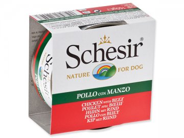 Konzerva SCHESIR Dog kuřecí + hovězí v želé 150g