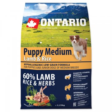 ONTARIO Puppy Medium Lamb & Rice 2,25kg